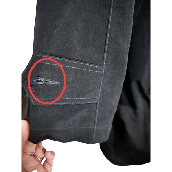 4410)Vtg 80s New York Harbor  Andrea Black Velvet Hooded Removable Liner Coat 16 - Picture 10 of 12